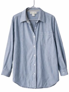 Prides Landing XL Blue Stripe Women's Button Down Shirt